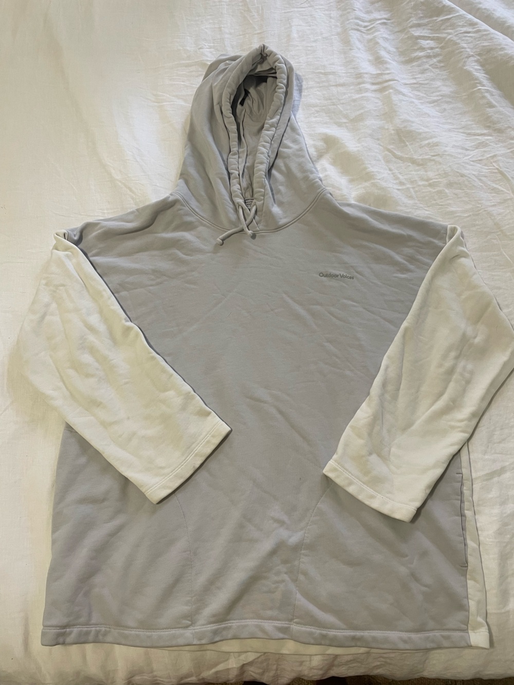 Outdoor Voices Two-Tone Light Gray and Cream Hoodie